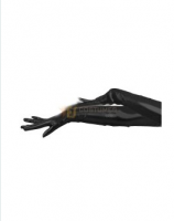 Cheap Shiny Metallic Black Shoulder Length Gloves
