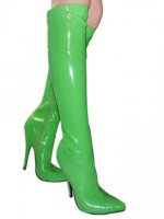 Cheap Green 4 7/10'' High Heel knee high Patent Leather Sexy Boo