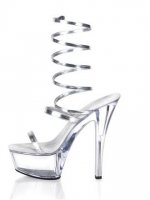 Cheap 6''High Heel Silver PU Sexy Platform Mules