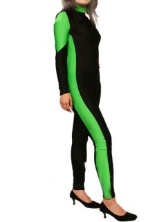 Cheap Black Green Stripes Spandex Lycra Catsuit