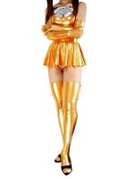 Cheap Gold Shiny Metallic Bowknot Mini Skirt Suit