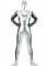 Cheap Silver & Black Shiny Metallic Unisex Zentai Suit