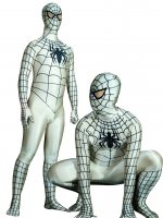 Cheap Black Stripe Lycra Spandex White Spiderman Costume Zentai