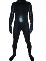 Cheap Black Shiny Metallic Unisex Zentai Suits