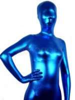 Cheap Blue Shiny Metallic Unisex Zentai Suit