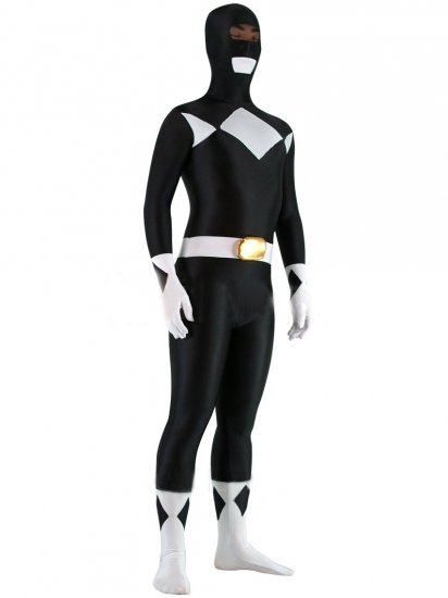 Cheap Black with White Lycra Spandex Unisex Zentai Suit - Click Image to Close