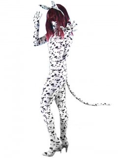 Cheap Black Dot Lycra Spandex Unisex Zentai Catsuit with Tail