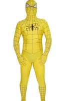 Cheap Yellow Spiderman Costume Suit Outfit Zentai with Black Str