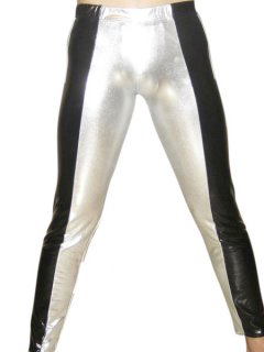 Cheap Silver And Black Shiny Metallic Pants