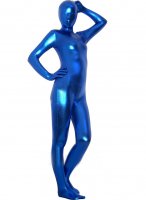 Cheap Blue Shiny Metallic Unisex Zentai Suit