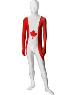 Cheap Pattern Of Canadian Flag Unisex Lycra Zentai Suit