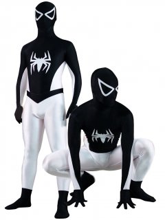 Cheap Lycra Spandex Black White Spider Man Unisex Zentai Suit