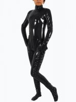 Cheap Navy Blue Front Open PVC Unisex Catsuit