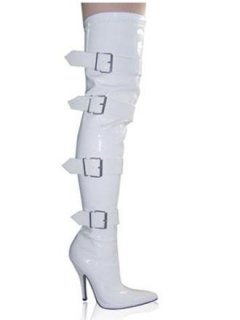 Cheap White 47/10'' heel Patent Leather PU Sexy Boots