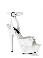 Cheap 6'' High Heel White PU Ankle Straps Sexy Platform Sandals