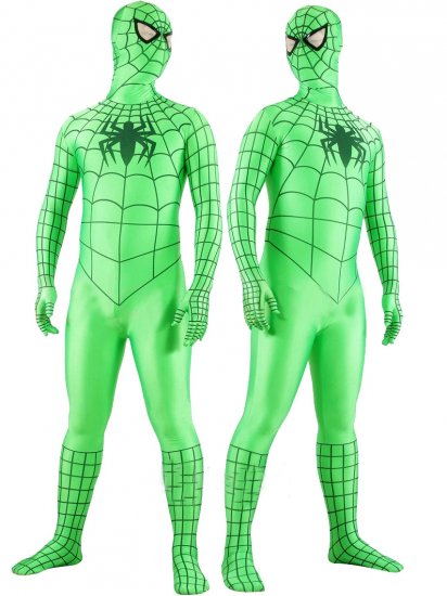 Cheap Lycra Spandex Light Green Spiderman Costume Zentai Outfit - Click Image to Close