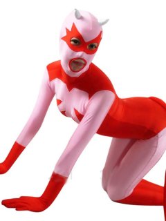 Cheap Pink And Red Lycra Spandex Super Hero Zentai Suit