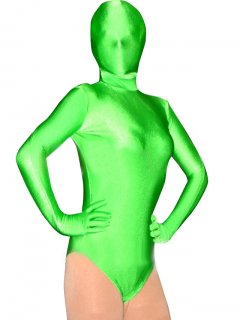 Cheap Half Length Green Lycra Spandex Unisex Catsuit