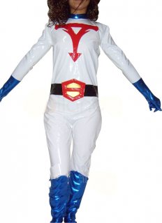 Cheap Shiny PVC and Shiny Metallic Unisex Super Hero Catsuit