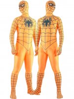 Cheap Lycra Spandex Orange Spiderman Zentai Costume with Black S