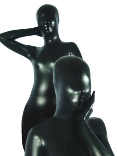 Cheap Black Shiny Metallic Unisex Zentai Suit