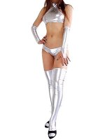 Cheap Silver Shiny Metallic Sexy Costume