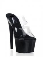 Cheap 7.9'' High Heel Black PVC Sexy Mules