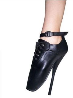 Cheap 7'' High Heel Stiletto Black Patent Sexy Ballet Pumps
