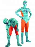 Cheap Lycra Spandex Cyan with Orange Spiderman Zentai Costume