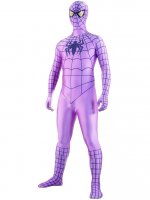 Cheap Lycra Spandex Violet Spiderman Zentai Costume with Black S