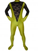 Cheap Black And Yellow Lycra Lace Unisex Zentai Suits