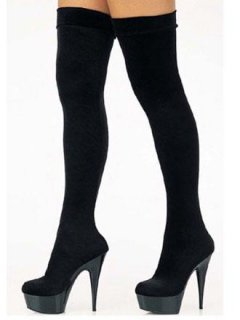 Cheap Black 5 7/10'' High Heel Thigh High T/R Bengaline Sexy Boo