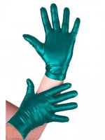Cheap Lake bule Gloves Metallic Spandex ZENTAI Catsuit