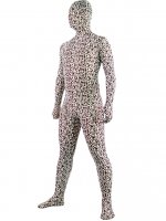 Cheap Black & White Feather Pattern Lycra Spandex Unisex Zentai