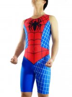 Cheap Half Length Sleeveless Lycra Spandex Spiderman Costume Sui