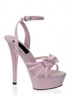 Cheap 6'' High Heel Pink PU Ankle Straps Sexy Platform Sandals