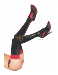 Cheap Black Cabaret Seamed Latex Stockings