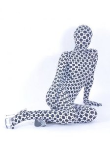 Cheap Black & White Lycra Metallic Unisex Zentai Suit