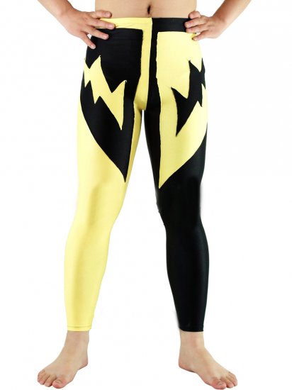 Cheap Lycra Spandex Catsuit Trousers with Black and Yellow Patte - Click Image to Close