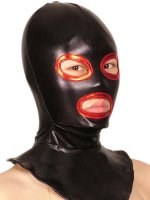 Cheap Black And Red Open Eye And Mouth Shiny Metallic Hood