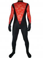 Cheap Black And Red Lycra Lace Zentai Catsuits