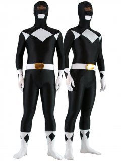 Cheap Black with White Lycra Spandex Unisex Zentai Suit