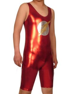 Cheap Red The Flash Shiny Metallic Super Hero Costume