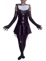 Cheap PVC Maid Style Catsuit with Shoulder Length Gloves and Sto