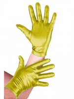 Cheap Gold Gloves Metallic Spandex ZENTAI Catsuit