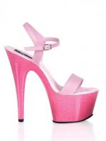 Cheap 6'' High Heel Pink PU Ankle Straps Sexy Platform Sandals