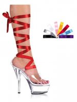 Cheap 6''High Heel Silver PU Sexy Ties Platform Sandals