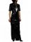 Cheap Black Short Sleeves PVC Maxi Dress