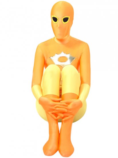 Cheap Orange with Yellow Lycra Spandex Unisex Zentai Suit - Click Image to Close