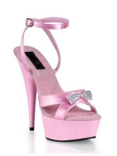Cheap 6''High Heel Pink PU Rhinestone Sexy Platform Sandals